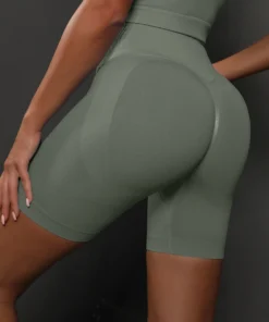 Alternative view of High-Waist Seamless Yoga Shorts for Women - Push Up Fitness and Cycling Gym Shorts