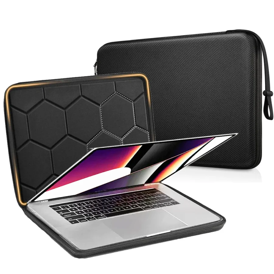 Laptop Sleeve Bag for 13-15.6 Inch Laptops - Waterproof Shockproof Case with Straps, Black - Image 2