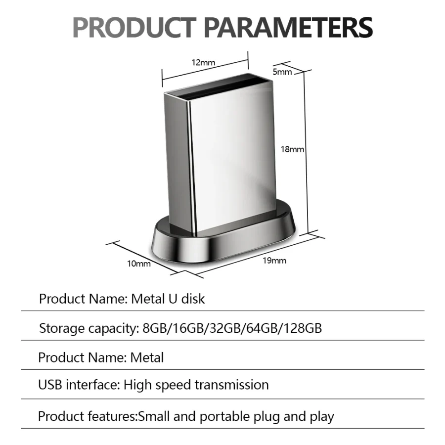 JASTER 128GB Mini Metal USB Flash Drive - Business Gift Memory Stick - Image 6