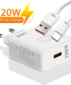 GaN USB Charger Fast Charging 120W Quick Charge QC3.0 Type C Cable Mobile Phone Wall Adapter for Huawei Redmi Xiaomi 15 Oneplus