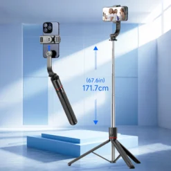 Wireless Remote Selfie Stick Tripod with 68-Inch Height for iPhone and Android Smartphones