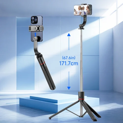F15 with Wireless Remote 68 Inch Selfie Stick Phone Desktop Stand Tripod for Iphone Android Smartphone Shooting Vlog