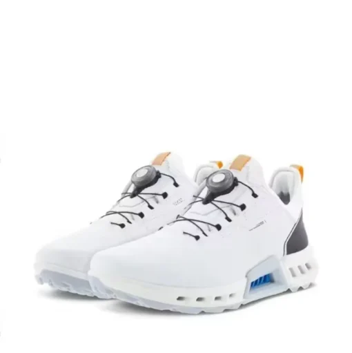 Genuine Leather Golf Sneakers for Men in Black and White Athletic Design - Image 3