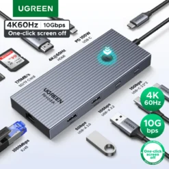 USB-C Hub with HDMI and Ethernet for Enhanced Connectivity with Laptops and Tablets