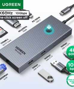 UGREEN 10Gbps USB C HUB 4K60Hz Type-C to HDMI RJ45 PD100W SD&TF USB Adapter for Macbook iPad Samsung Laptop Accessories Docking