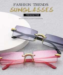 Fashion Square Frameless Sunglasses Ladies Gradient Colour Trend Cut Edge Sunglasses Classic Summer Outdoor Travel Accessories