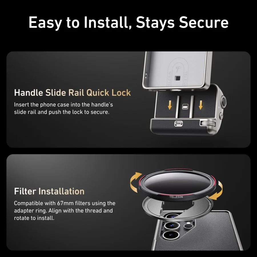 TELESIN Master Shooting Set Phone Camera Hand Grip Phone Holder CPL ND 2-32 Filter Remote Handle For SAMSUNG Galaxy S25 Ultra - Image 6