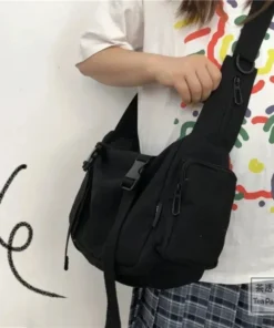 Alternative view of Canvas Crossbody Bags for Women Youth Men Fashion Casual Large Capacity Handbags Shoulder Bags Solid Color Ladies Messenger Bag