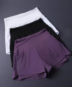 Women's 2 in 1 Shorts with Pockets - Lightweight Breathable Loose Anti-Disclosure Split Side for Yoga Running Gym