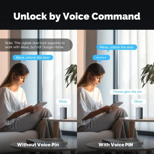 Alternative view of MOES ZigBee Smart Door Lock - Indoor, Battery Powered, Fingerprint & Password Unlock, Alexa Compatible