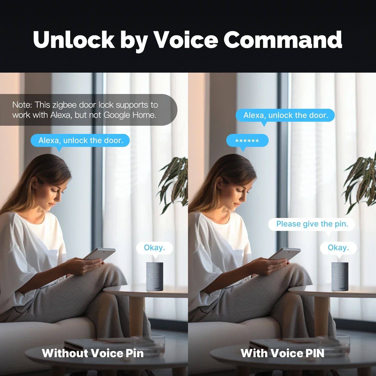 ZigBee Smart Door Lock with Fingerprint and Password Unlock for Indoor Use, Alexa Compatible - Image 2