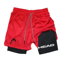 2 in 1 Sports Running Shorts with Quick Dry Feature for Men Fitness Gym Training