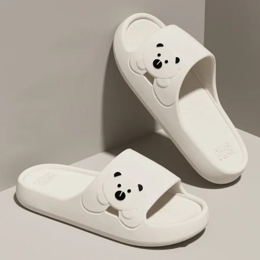 Women's Indoor Slippers - Lightweight Soft EVA Non-Slip Cartoon Bear Home Slides - Image 5