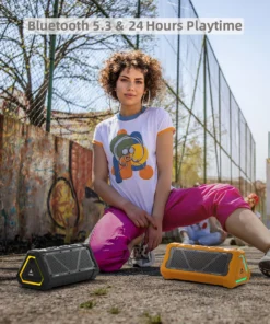 Alternative view of MLOVE Outdoor Bluetooth Speaker, 40W, IPX7 Waterproof, Stereo Sound, RGB Light