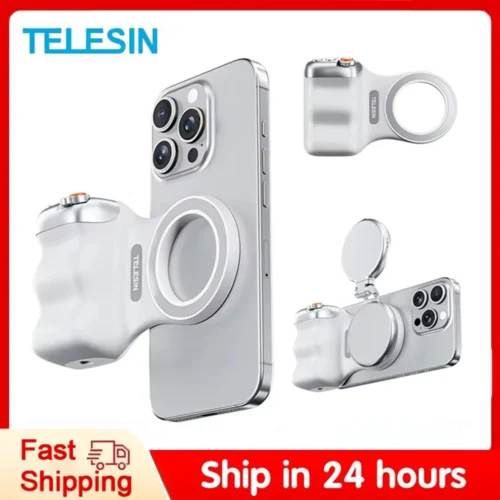 TELESIN Magnetic Phone Camera Shoot Hand Grip Phone Holder Shooting Aid Remote Control Handle for Iphone HUAWEI SAMSUNG Phone