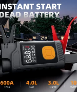 Portable Lithium Jump Starter 6000mAh,Car Battery Booster,USB-C Powerbank Charger,For Motor,Van,Yacht,Boat,Car 12V Diesel Engine