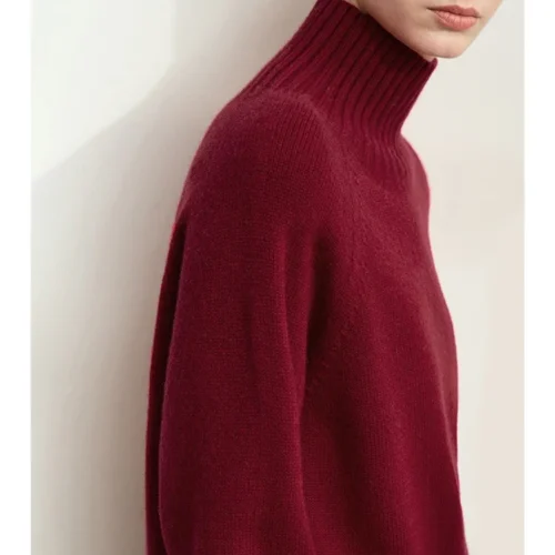 Alternative view of AMII minimalist 2024 winter women's versatile turtleneck top all-wool seamless integrated forming antibacterial sweater 12454040