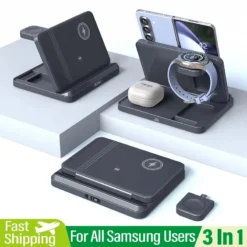 Samsung 3-in-1 Wireless Charger Stand for Fast Charging Galaxy Devices and Accessories