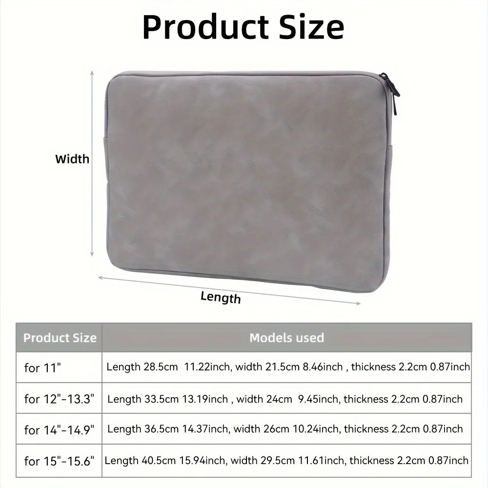 PU Leather Laptop Sleeve Case - Slim and Protective Design for 11-15 Inch Devices - Image 2