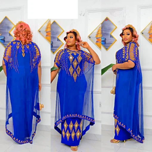 Traditional African Mesh Caftan Dress - Elegant 2023 Design for Women - Image 3