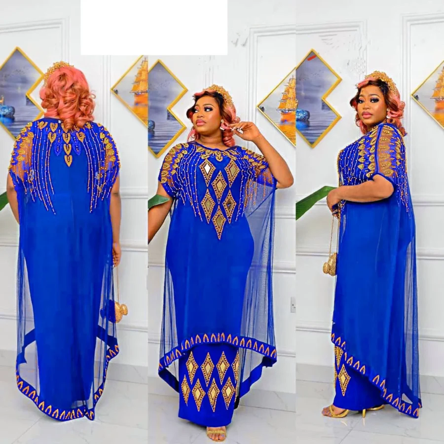 Traditional African Mesh Caftan Dress for Women - Elegant 2023 Design - Image 3