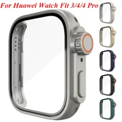 Tempered Glass Case with Screen Protector for Huawei Watch Fit 3 4 4Pro Users