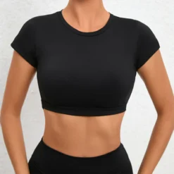 Alternative view of Backless Crop Top with Breathable Fabric for Women's Fitness and Yoga