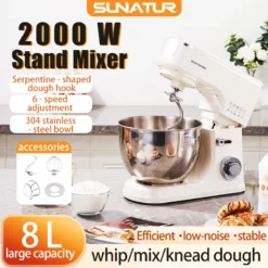 Electric Stand Mixer with 2000W Power for Dough and Egg Beating