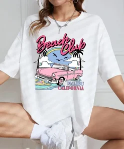 Alternative view of Summer Fashion T-shirt for Women Beach Club Printing Tees Shirts Comfortable O-Neck Oversize Short Sleeve Street Clothes