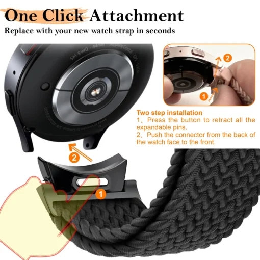 Braided Magnetic Band with Secure Closure for Samsung Galaxy Watch 4/5/6/7 - Image 3