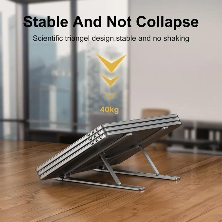 Aluminum Portable Laptop Stand – Foldable Computer Holder for MacBook and PC - Image 3