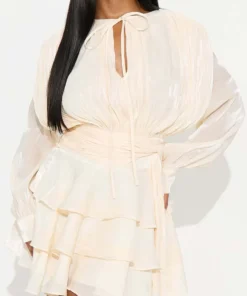 Alternative view of Layered Ruffle Edge High Waist A-line Dress Elegant Temperament O-neck Solid Color Party Dress 2025 Autumn Winter Birthday Dress