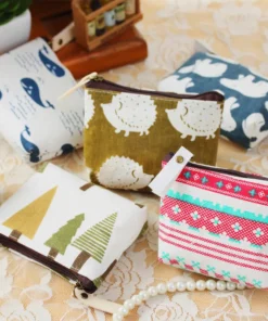 Alternative view of Fashion Flower Pattern Coin Purses Small Fresh Canvas Coin Wallet Lady Girls Earphone Coin Key Money Storage Bag Zipper Pouch