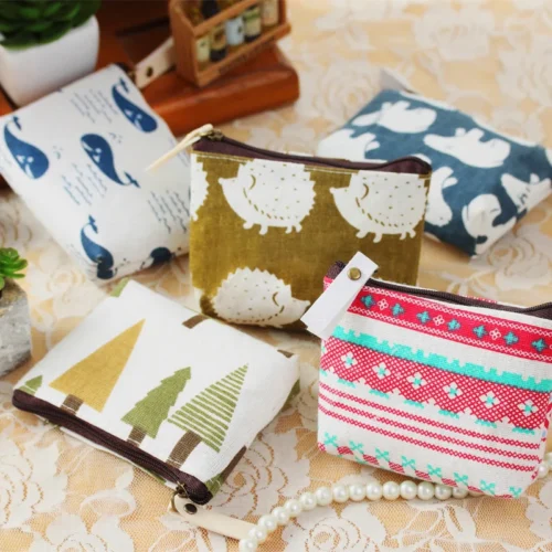 Alternative view of Fashion Flower Pattern Coin Purses Small Fresh Canvas Coin Wallet Lady Girls Earphone Coin Key Money Storage Bag Zipper Pouch