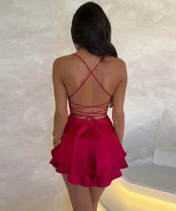 Alternative view of Summer Satin Women's Cowl Neck Backless Jumpsuit - Short Romper