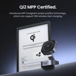 Alternative view of UGREEN Qi2 Magnetic Wireless Charger Stand 15W 2-in-1 for iPhone 16/17 Pro Max and AirPods