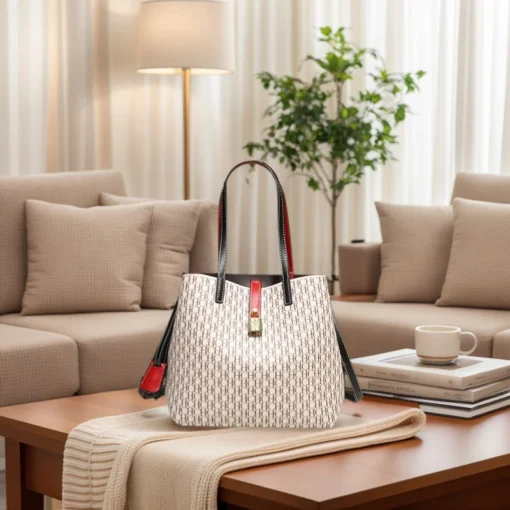 Leather Crossbody Bag with Large Capacity and Letter Print Design for Women - Image 4