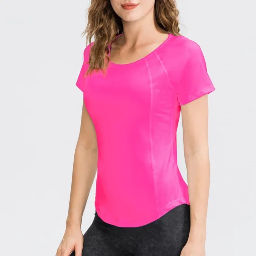 Breathable Short Sleeve Yoga Top Quick Dry Fitness Shirt for Women - Image 4