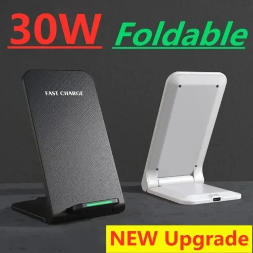 Alternative view of 30W Wireless Charging Stand for iPhone and Samsung Phones - Fast Induction Charger Dock