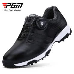 Waterproof Lightweight Golf Shoes with Knob Buckle for Women, Breathable Non-Slip Trainers in Black XZ115