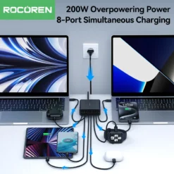 Alternative view of Rocoren 200W USB Type C Fast Charging Power Station with 8 Ports for iPhone 15 Pro Max and Samsung