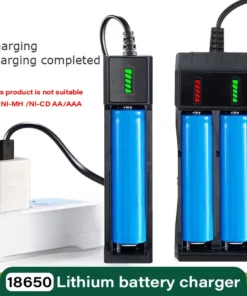 Dual 18650 Battery Charger - 1 to 4 Slots, USB Rechargeable for 16340, 14500, and 18650 Batteries