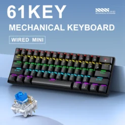 K61 Wired Mechanical Keyboard with Phantom RGB Lighting, Ergonomic Design for Gaming and Office Use
