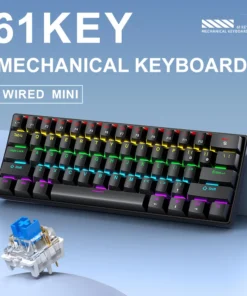 K61 Wired Portable Mechanical Keyboard, Phantom RGB Colorful, Gaming-grade Response, Ergonomic Design, Gaming Office Usable
