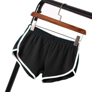Women's Casual Beach Shorts with Elastic Waist in Candy Colors for Summer Sports - black, XL