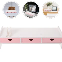 Alternative view of Lapdesk with Drawer + Heightened Shelf Stand + White Pink Computer Organizer for Office Use