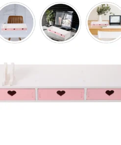 Alternative view of White Pink Computer Heightened Shelf Stand Lapdesk with Drawer Computer Desktop Organizer Office Riser Monitor Bracket Stand