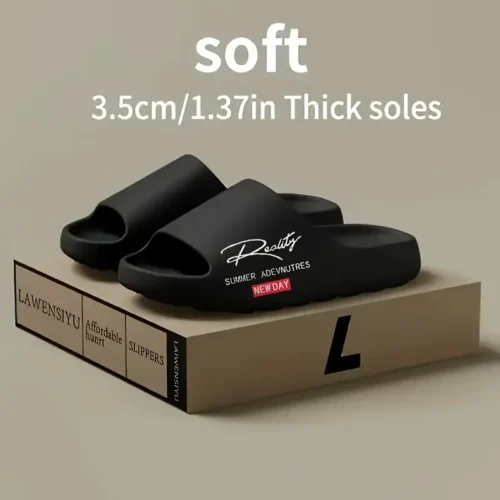 Men's Summer EVA Printed Non-Slip Slippers - Thick-Soled Casual Footwear for Indoor and Outdoor Use