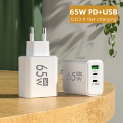 Alternative view of PD 65W USB-C GaN Charger with Quick Charge 3.0 and Three Ports for Multiple Devices