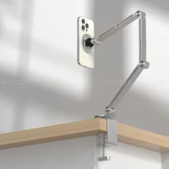 Adjustable Rotating Tablet and Phone Stand with Magnetic Clip for Convenient Viewing